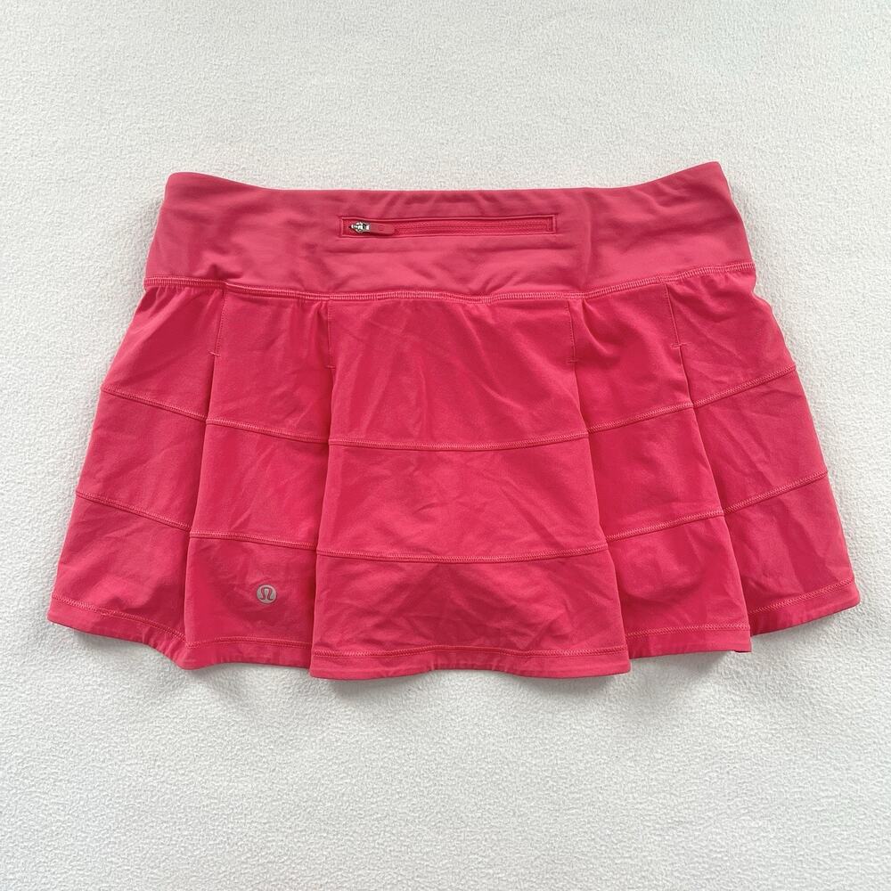 Lululemon Women Lip Gloss Pink Pace Rival Mid Rise Skirt Tennis Skort 6 Reg